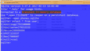 Отчёт от 10298 за База SQLite / SQLite - Знакомство
