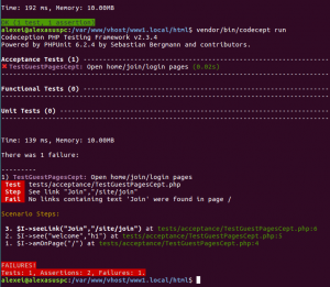 Отчёт от 10591 за Yii2 / Codeception - Пошаговое тестирование