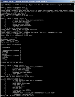Отчёт от 10713 за БД - Управление гостиницей / SQL запросы для создания Базы