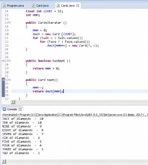 Отчёт от 11308 за Iterator / Iterator - BlackJack - Deck of Cards