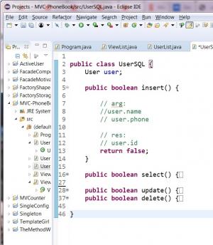 Отчёт от 11589 за MVC шаблон / MVC - PhoneBook - UserSQL - Methods