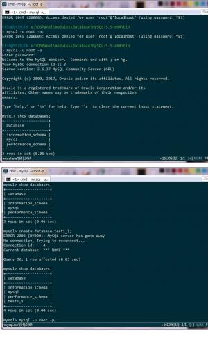 Отчёт от 11589 за SQL: ничего лишнего / Запуск mysql-консоли и создание базы данных