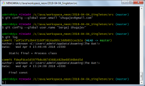 Отчёт от 16017 за Singleton / Singleton - Config - Git add