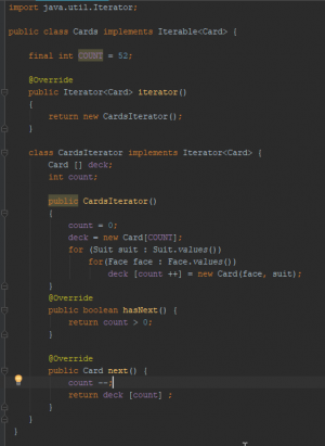 Отчёт от 16089 за Iterator / Iterator - BlackJack - Deck of Cards