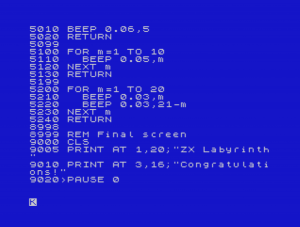 Отчёт от 16533 за ZX Labyrinth / Привет и Пока