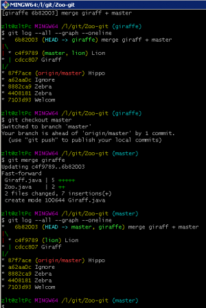 Отчёт от 17425 за Система Git / git merge giraffe lion