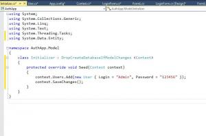 Отчёт от 1901 за Entity Framework / Подключение БД по методу CodeFirst