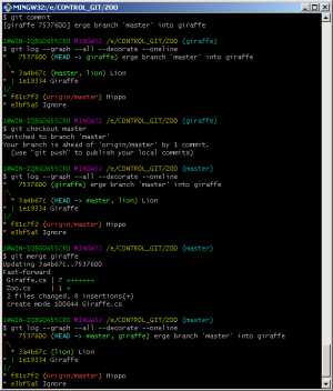 Отчёт от 20071 за Система Git / git merge giraffe lion