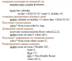 Отчёт от 2146 за БД - Управление гостиницей / Модель. SQL запросы для Room