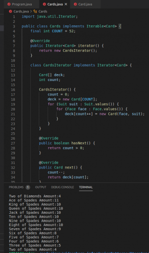Отчёт от 24765 за Iterator / Iterator - BlackJack - Deck of Cards