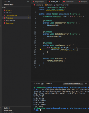 Отчёт от 24765 за Observer / Observer - School Bell - java.util.Observer