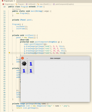 Отчёт от 24765 за Java Sweeper / Угловая бомба