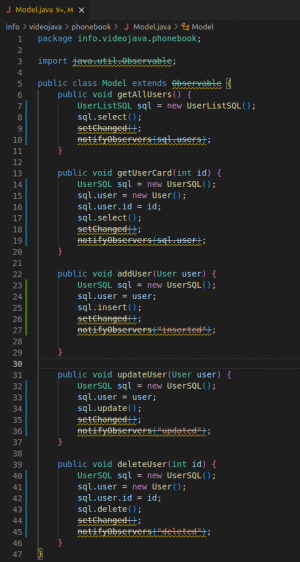 Отчёт от 30514 за MVC шаблон / MVC - PhoneBook - Model - Methods