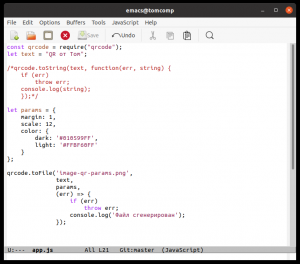 Отчёт от 30514 за Генератор qr кодов на Node JS / Параметры вывода