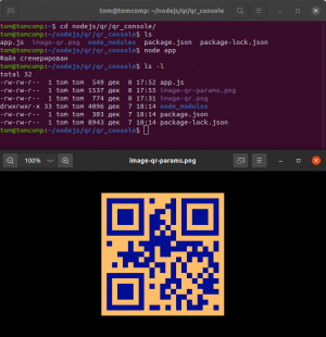 Отчёт от 30514 за Генератор qr кодов на Node JS / Параметры вывода