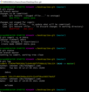 Отчёт от 32614 за Система Git / git commit zebra