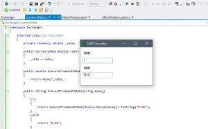 Отчёт от 3922 за Простой WPF  / WPF. Конвертер валюты. Класс конвертации.