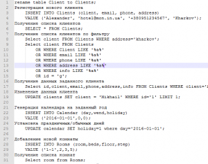 Отчёт от 5133 за БД - Управление гостиницей / Модель. SQL запросы для Client
