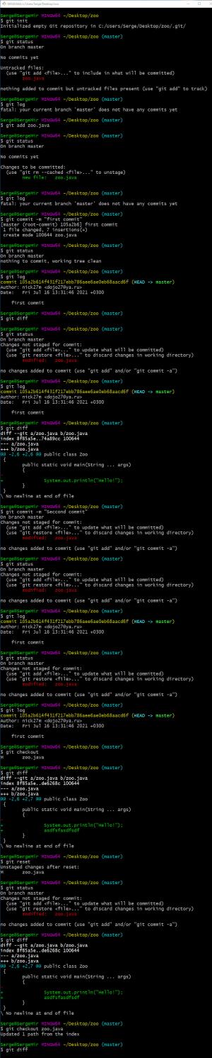 Отчёт от 6203 за Система Git / git commit reset diff