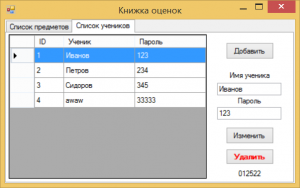 Отчёт от 6537 за БД - Книжка оценок / Создание интерфейса программы