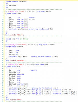 Отчёт от 7928 за БД - Управление гостиницей / SQL запросы для создания Базы