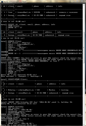 Отчёт от 9912 за БД - Управление гостиницей / Модель. SQL запросы для Client